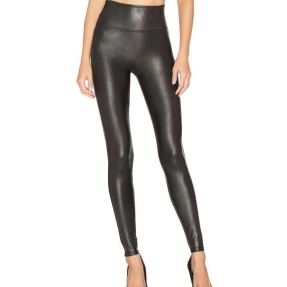 SPANX Pants - SPANX Faux Leather Leggings Black Large